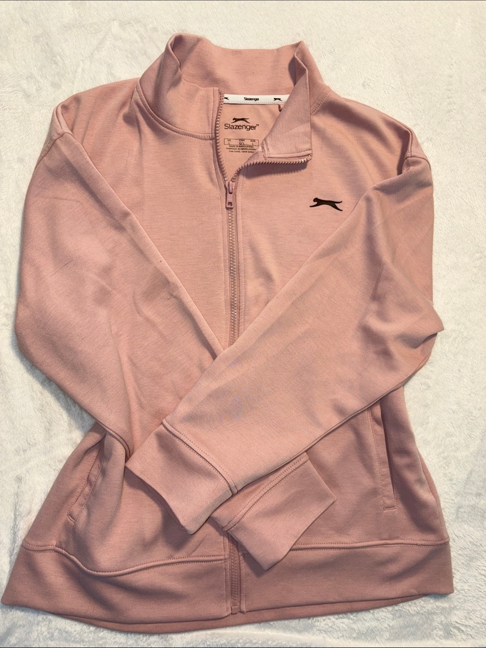Slazenger Women's Pale Pink Full-Zip Bomber Jacket